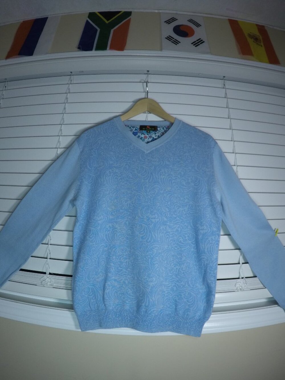 ETRO Milano Cotton Paisley Jacquard V-Neck Sweater M